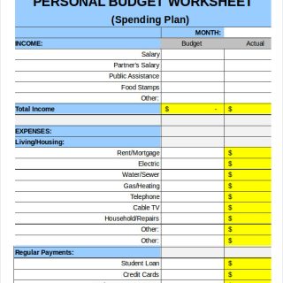 Sample monthly budget for family of 4