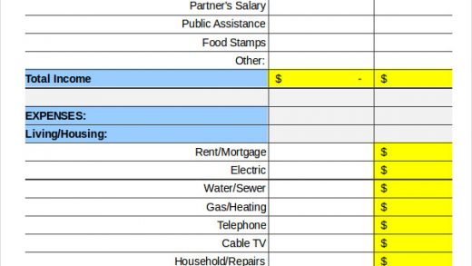Sample monthly budget for family of 4